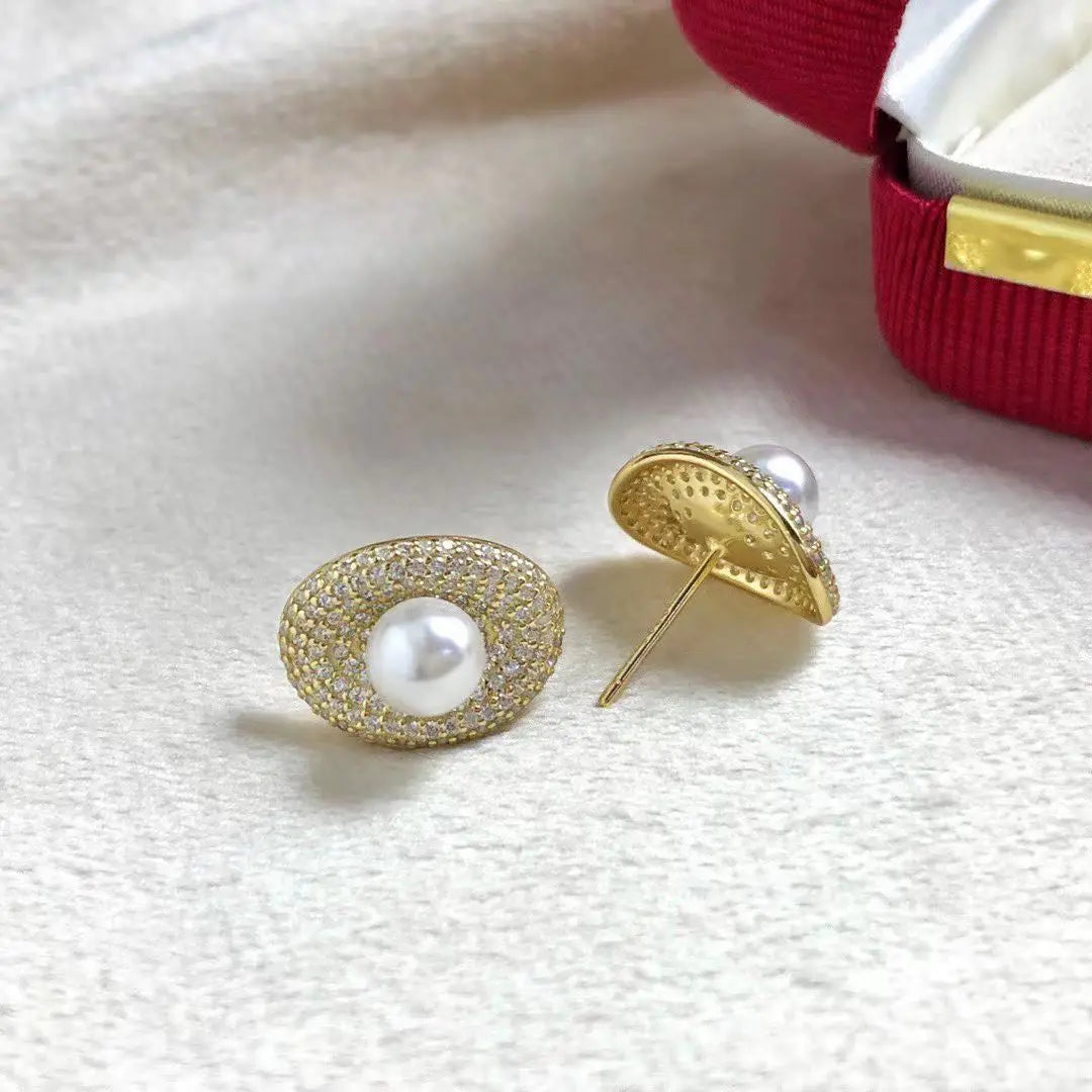 Wholesale S925 Sterling Silver Earrings Mount Findings Settings Base Mounting Parts Accessory for 4-5mm Pearls 5 pairs/lot