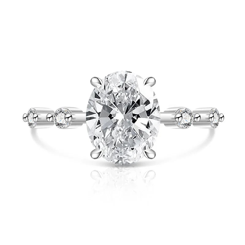 925 Sterling Silver Geometric Cubic Zirconia Stackable Ring for Women Trendy Platinum Plated Brand Party Jewelry Accessories