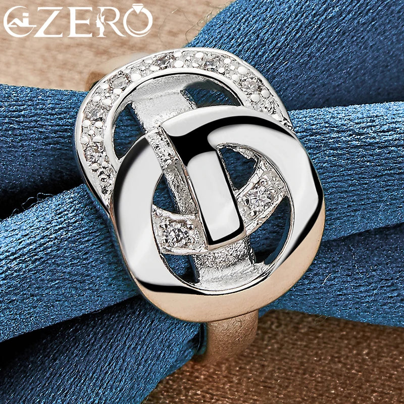 ALIZERO 925 Sterling Silver Letter e Zircon Ring For Woman Wedding Rings Engagement Band Fashion Party Charms Jewelry Gift