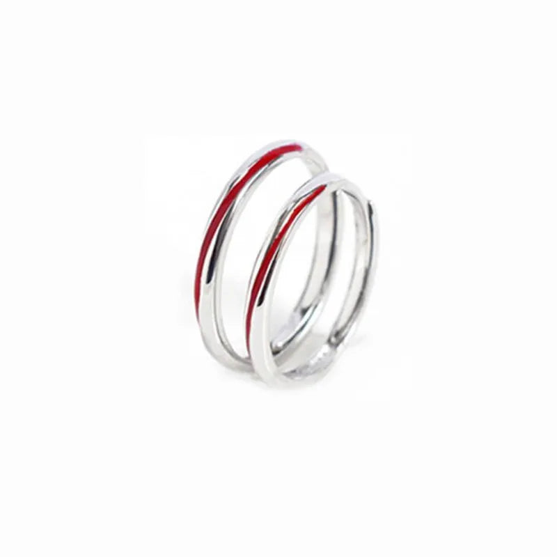 New Fashion Original Epoxy Red Line 925 Sterling Silver Jewelry Popular Simple Personality Opening Couple Rings R160