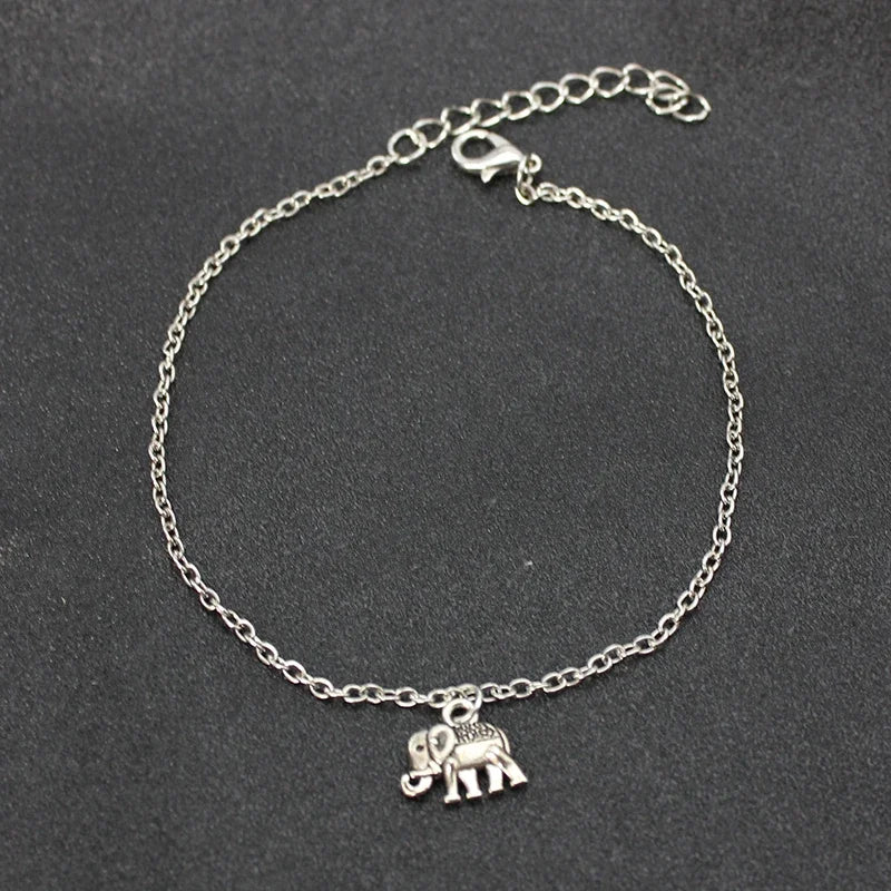 New Fashion Retro Elephant Charm Beach Anklets For Women Trendy Silver Color Foot Jewelry Wholesale Leg Bracelet Gift For Girl