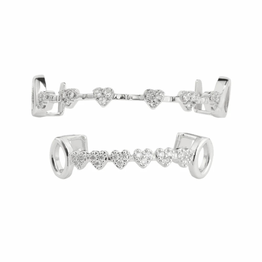 Trendy Hip Hop Dental Grills rhinestone Double Glossy Charm Teeth Grillz Simple Gold/Silver Tooth Caps for Women Men