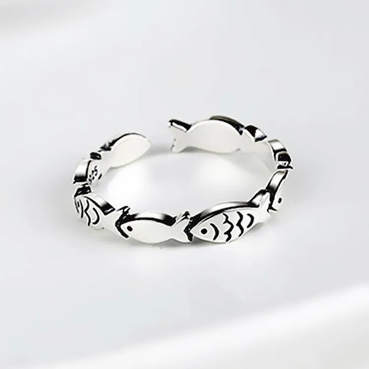 925 Sterling Silver Fish Adjustable Rings For Women Engagement Jewelry Wholesale and Jewellery