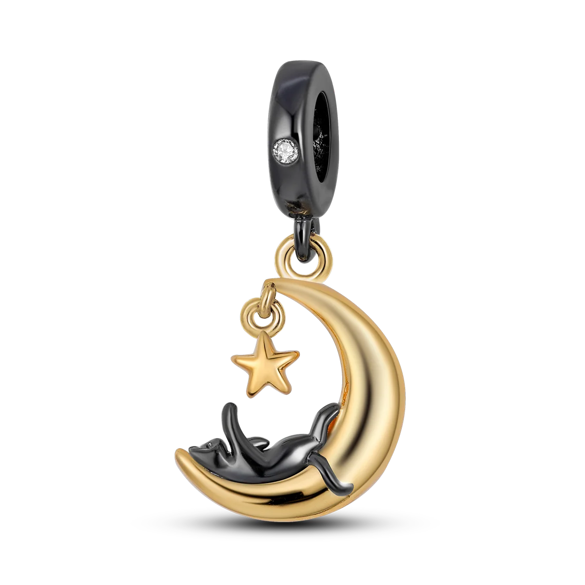 Silver Plated Cat Moon Star Earphone Dangle Charm Bead Pendant Fit Bangle Bracelet for Women Gift DIY Making