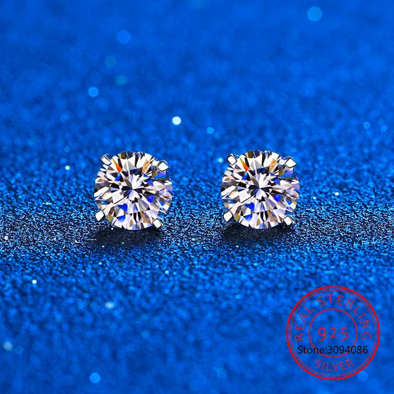 Certified 2ct D Color Moissanite Studs Earrings for Women White Gold S925 Sterling Silver Brilliant Lab Diamond Earring