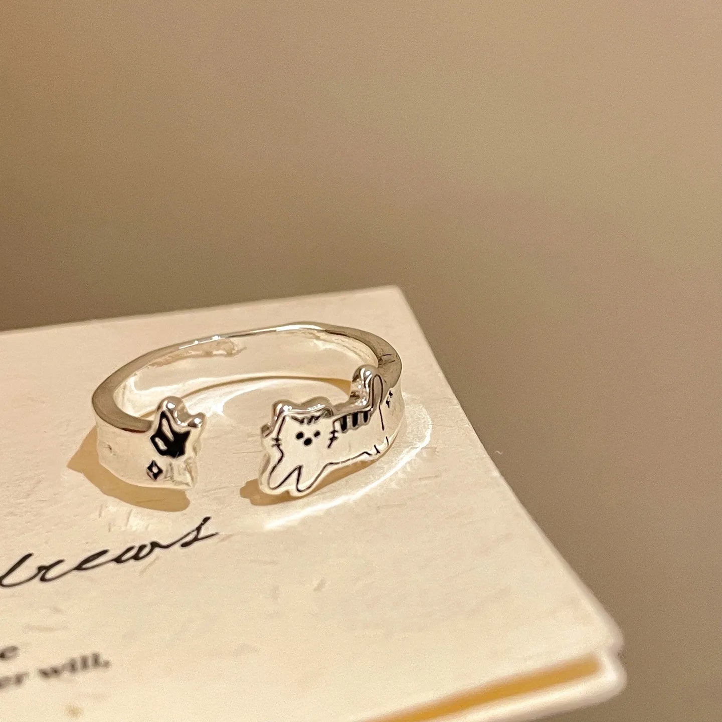 925 Sterling Silver Zircon Dog Ring For Women Animal Matte Irregular Cloud Halloween Creativity Jewelry Gift Dropship