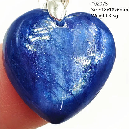 Natural Blue Kyanite Heart Love Pendant Jewelry Women Men Kyanite Necklace Cat Eye Beads Best Gift Fashion AAAAA