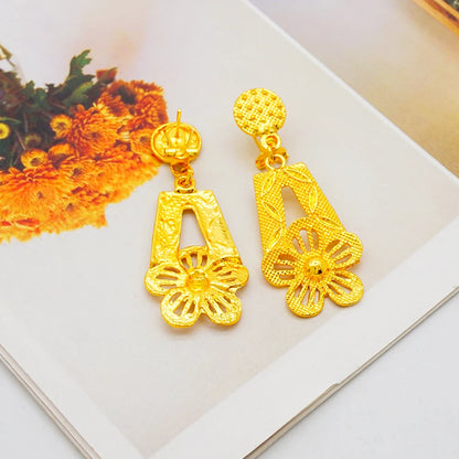 New African Jewelry Set Big Necklace Dubai Ethiopian Gold Color Jewelery Earring Bracelet For Women Bridal Choker Wholesale