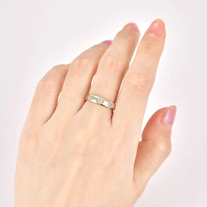 Lnngy 0.18CTTW Moissanite Chunky Ring For Women Anelli Argento 925 Sterling Silver Four-leaf Clover Rings Wedding Jewelry Gift