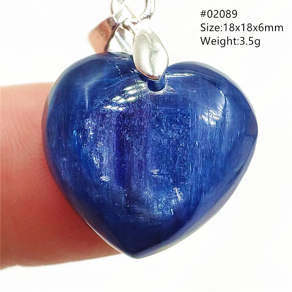 Natural Blue Kyanite Heart Love Pendant Jewelry Women Men Kyanite Necklace Cat Eye Beads Best Gift Fashion AAAAA