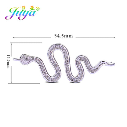 Juya Handmade 18K Gold Plated Cz Paved Decorative Copper Dragon Charms Connectors Accessories For DIY Talisman Jewelry Making