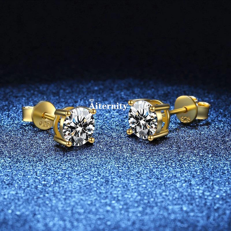 GRA Moissanite VVS1 Earrings Women 925 Sterling Silver Moissanita And Zircon Ear Studs Pink Yellow Red Orange Pass Diamond Test
