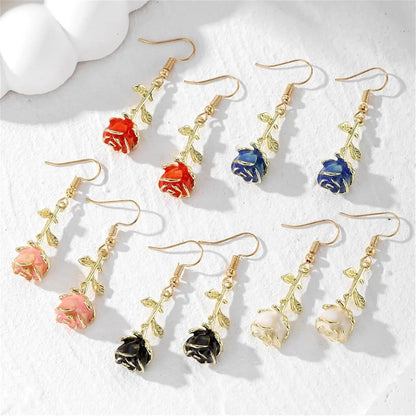 Gioielli Stoffa Earrings Alloy Oil Drop Flower Earrings Exquisite Female Jewelry Orecchini Lupo