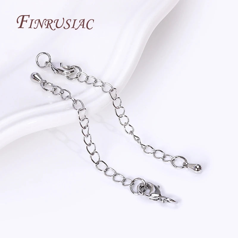 Rhodium/ 18K Real Gold Plated Brass 66mm Extension Tail Chain DIY Jewelry Making Findings 10/12mm Lobster Clasps Extension Chain