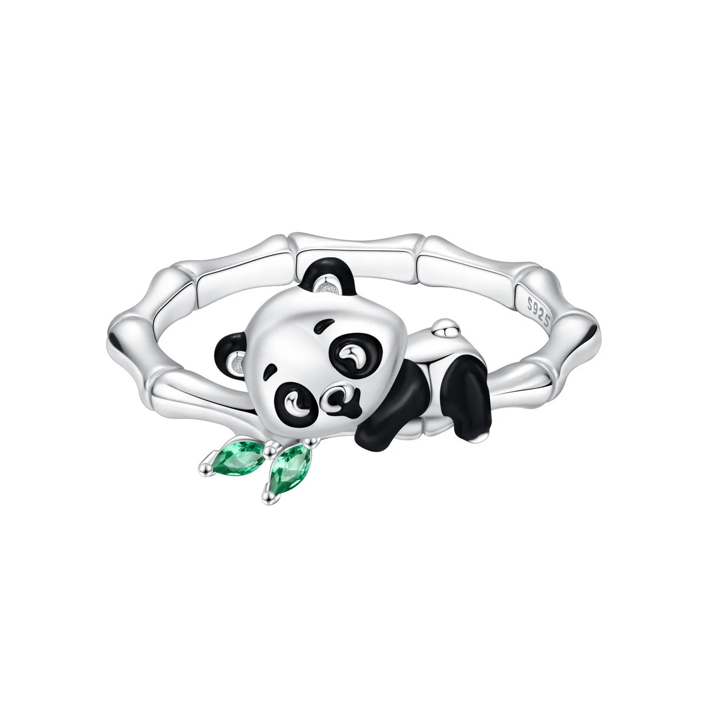 PANPOKI S925 Sterling Silver Panda Animal Closed Ring For Women Finger Ring Personality Jewelry Party Trendy Gifts