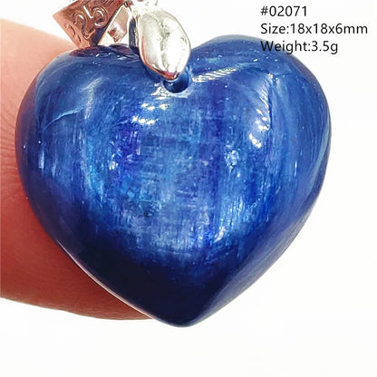 Natural Blue Kyanite Heart Love Pendant Jewelry Women Men Kyanite Necklace Cat Eye Beads Best Gift Fashion AAAAA