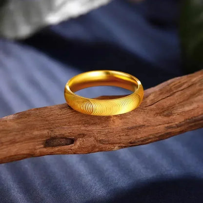 Goldpure High - Grade 24K Pure Gold AU999 Cat's Eye Ring, Fashionably Simple for Couples, Wholesale with Metal Stamp