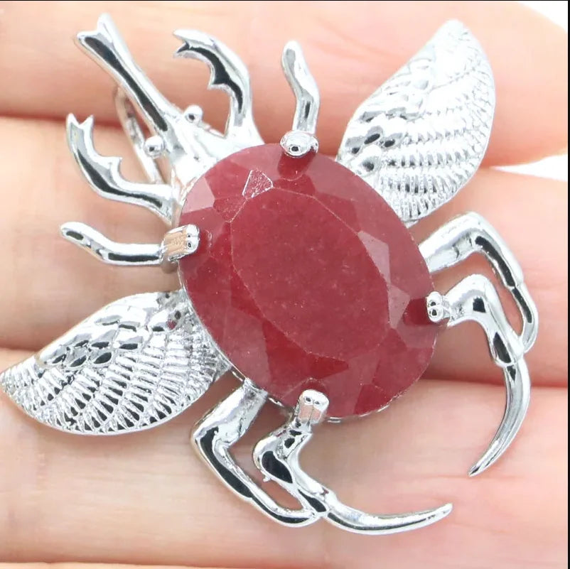 40x40mm Eye Catching Big beetle Zultanite Color Changing Alexandrite Topaz Mens Present Silver Pendant