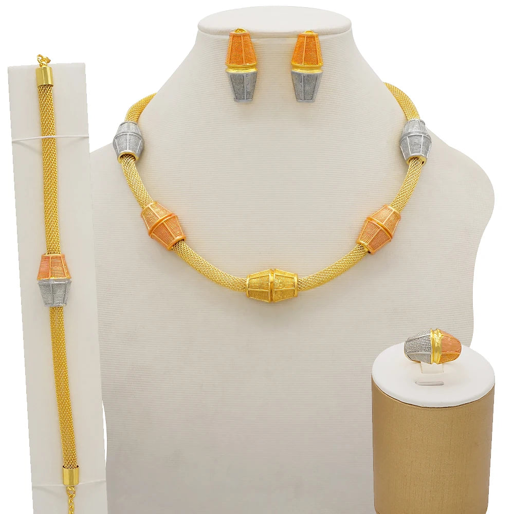 Dubai Gold Color Jewelry Sets African Indian wedding Bridal Wife gifts Necklace Bracelet Earrings ring Jewelery for Women 2022