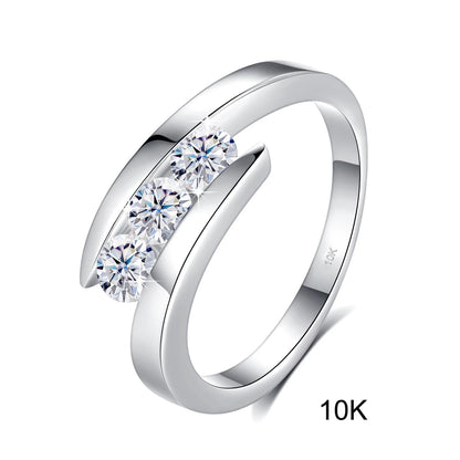 Kirin Palace 3 Stones Moissanite Ring For Women 18K 750 14K Gold D VVS Round Cut Solitaire Engagement Rings Female Fine Jewelery