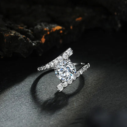 New 925 Sterling Silver Ring 1ct Moissanite Luxury for Women Wedding Jewelry Engagement Charm Party Fashion Top Quality Ring