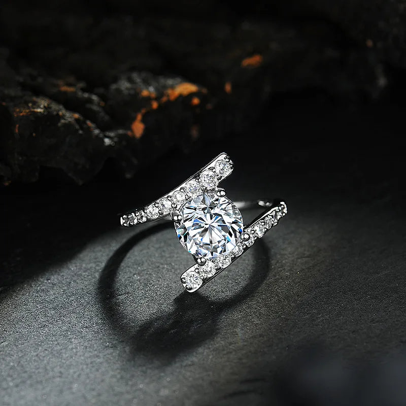 New 925 Sterling Silver Ring 1ct Moissanite Luxury for Women Wedding Jewelry Engagement Charm Party Fashion Top Quality Ring