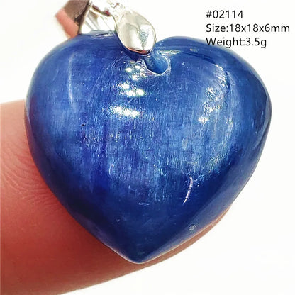 Natural Blue Kyanite Heart Love Pendant Jewelry Women Men Kyanite Necklace Cat Eye Beads Best Gift Fashion AAAAA