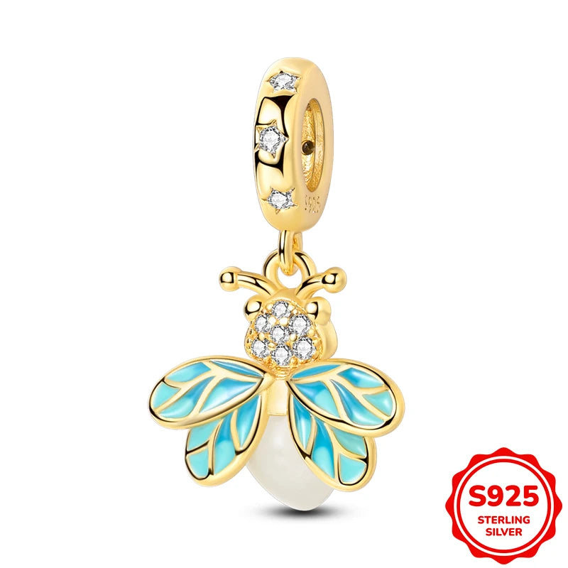 Glow-in-the-dark Fireflies Dangle Charm Bead Fits 3mm Bracelet Bangle Necklace For Women Pendant Luxury DIY Jewelry Making Gifts