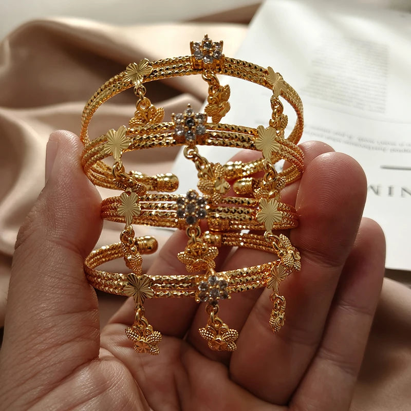 Gold Color Bangles For Women Girls Wedding Bracelet Bangles African Bridal  Jewelery Bijoux Femme wedding Bangles jewelry