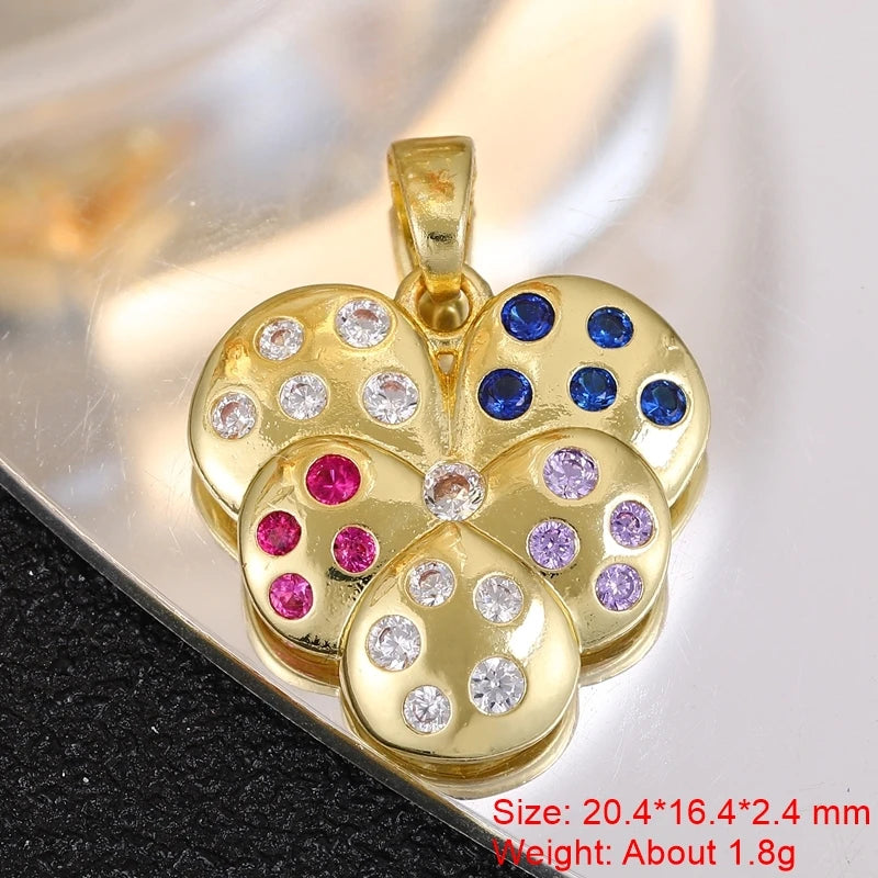 Juya 18K Real Gold Plated Star Of David Palm Tree Bird Flower Love Heart Evil Eye Charms For DIY Fashion Pendant Jewelry Making