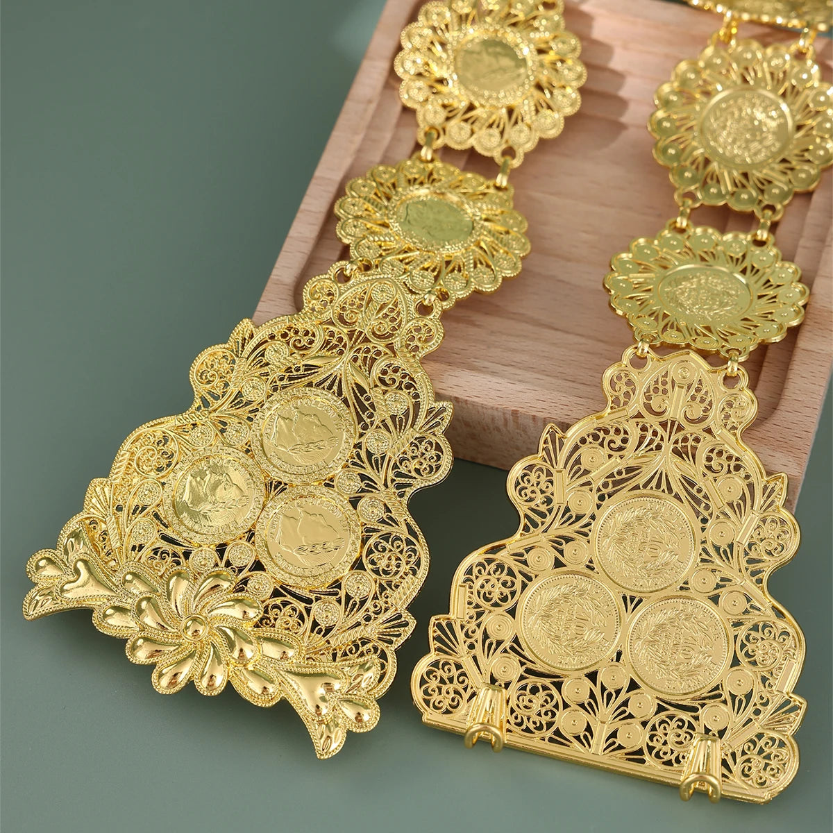 Algeria Bridal Waist Chain Gold Plated hollow Flower Link Chains for Women Luxury Arabic Wedding Jewelry Belts Body Jewelery