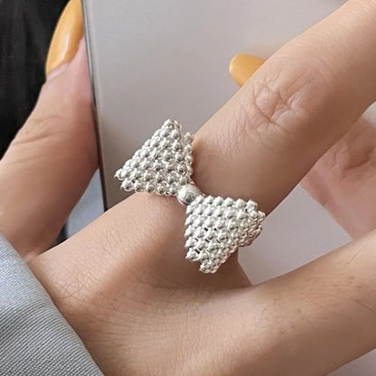 925 Sterling Silver Rings Fashion Hip Hop Vintage Couples Creative Big Bow Design Thai Silver Party Jewelry Birthday Gifts