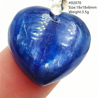 Natural Blue Kyanite Heart Love Pendant Jewelry Women Men Kyanite Necklace Cat Eye Beads Best Gift Fashion AAAAA