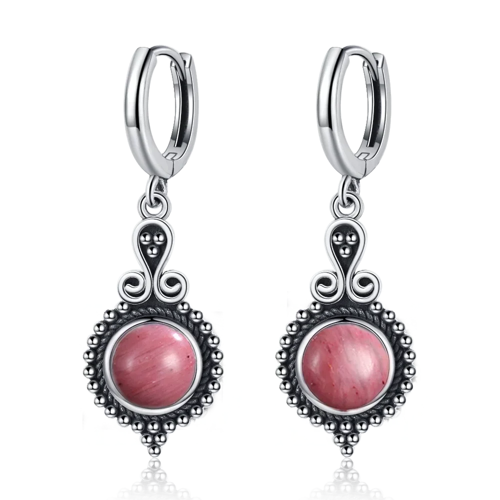 925 Sterling Silver Natural Kyanite Drop Earrings for Women Wedding Gifts Jewelry Vintage Hoop Earrings