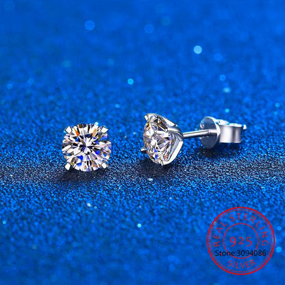 Certified 2ct D Color Moissanite Studs Earrings for Women White Gold S925 Sterling Silver Brilliant Lab Diamond Earring