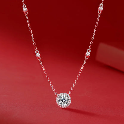 Certified 1CT Moissanite Necklace for Women D Color Lab Created Diamond 925 Silver Chains Original Certified Jewelry With GRR