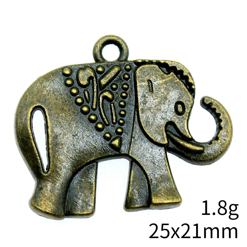 10pcs 25x21mm 2 Colors Antique Silver Color Antique Bronze Color Elephant Charms Handmade Jewelry Making Accessories
