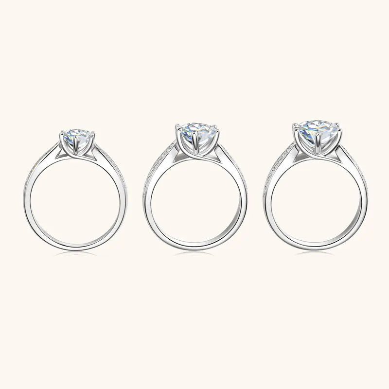 Lnkry Certified 6.5MM/8MM/9MM Solitaire Moissanite Ring Anelli Argento 925 Sterling Silver Wedding Rings For Women Fine Jewelry