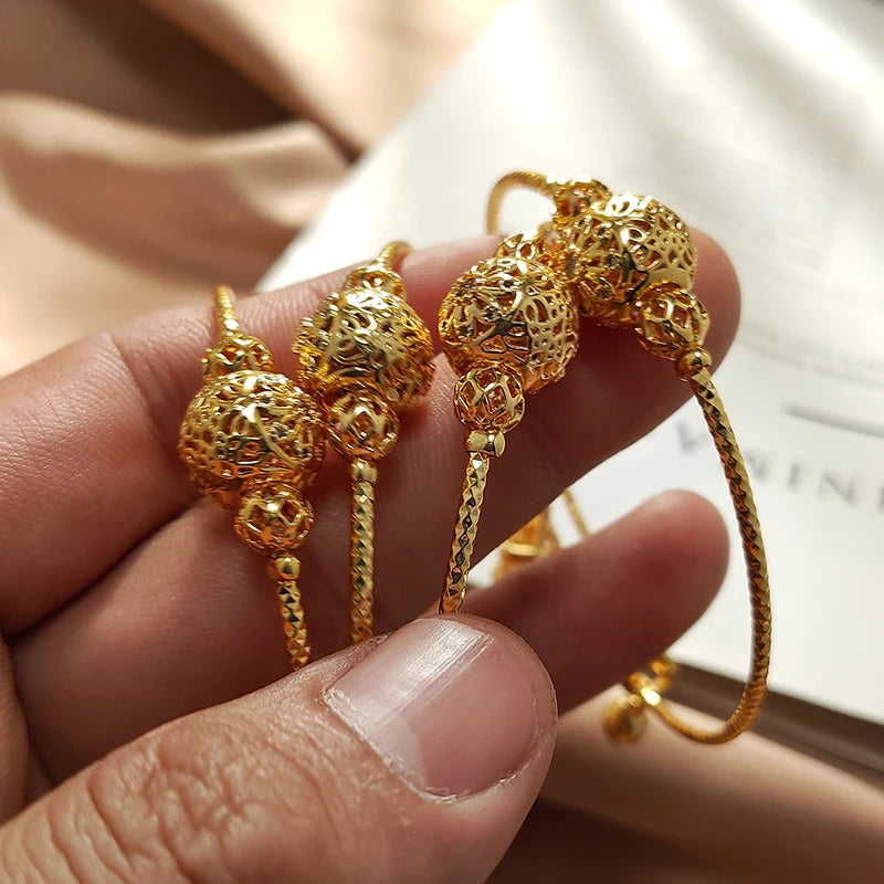Gold Color Bangles For Women Girls Wedding Bracelet Bangles African Bridal  Jewelery Bijoux Femme wedding Bangles jewelry
