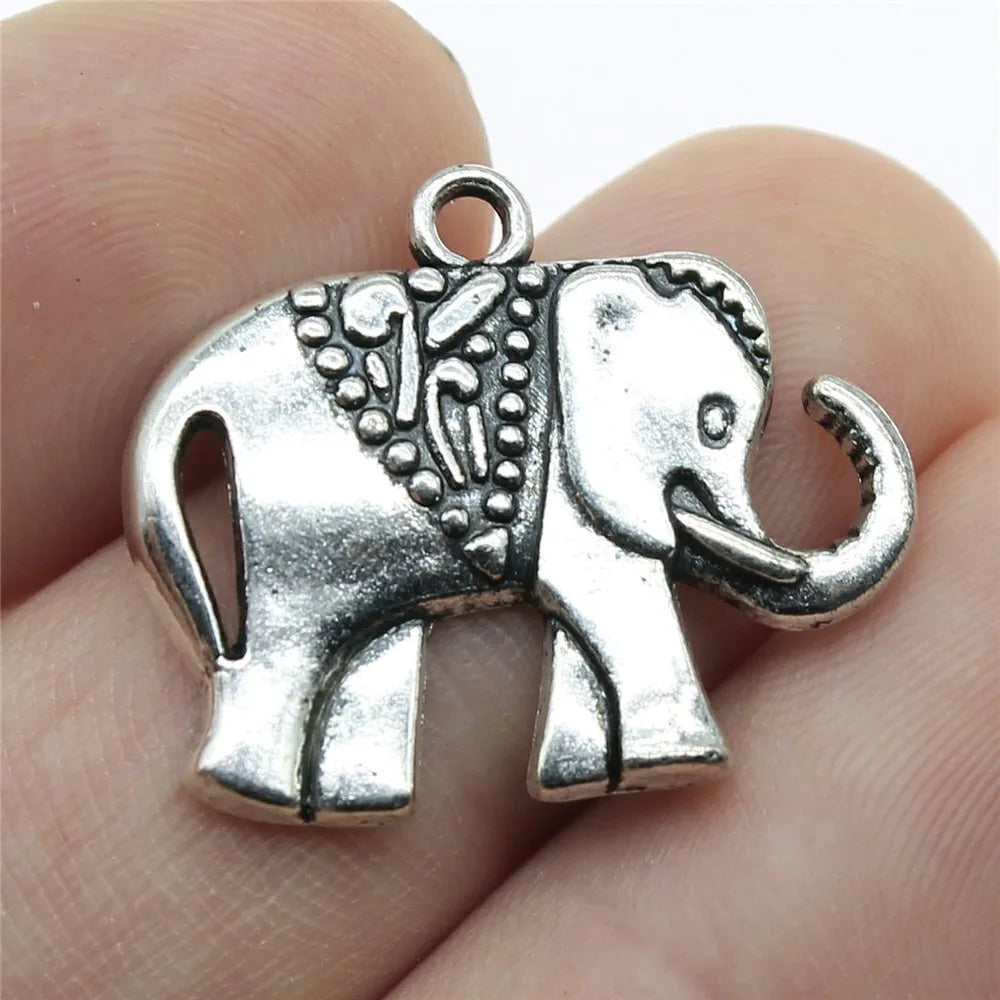 10pcs 25x21mm 2 Colors Antique Silver Color Antique Bronze Color Elephant Charms Handmade Jewelry Making Accessories