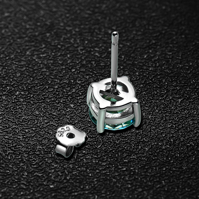 HORRIPAL Green Moissanite Earring 4 Prongs Classic Trendy Lab Grown Diamond with GRA Certified 925 Silver Earrings for Women Man