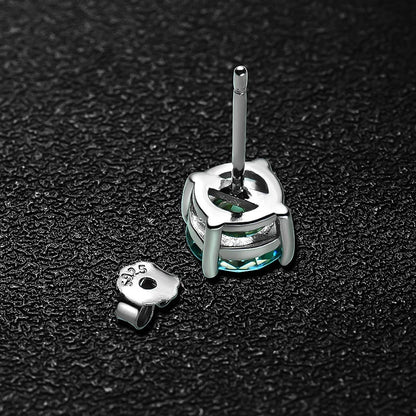 HORRIPAL Green Moissanite Earring 4 Prongs Classic Trendy Lab Grown Diamond with GRA Certified 925 Silver Earrings for Women Man
