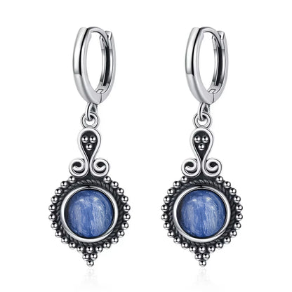 925 Sterling Silver Natural Kyanite Drop Earrings for Women Wedding Gifts Jewelry Vintage Hoop Earrings