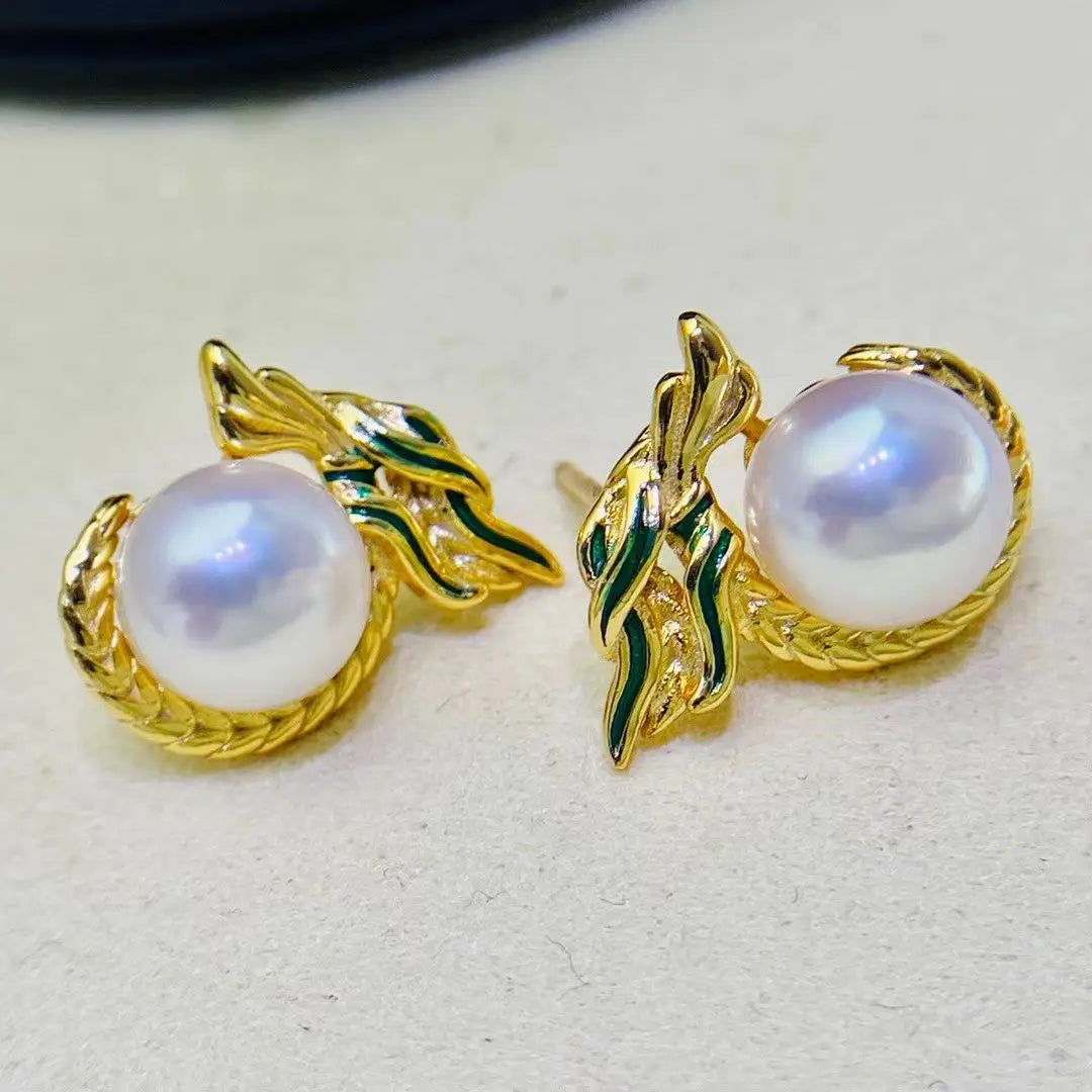 Wholesale S925 Sterling Silver Earrings Mount Findings Settings Base Mounting Parts Accessory for 7-8mm Pearls 5 pairs/lot