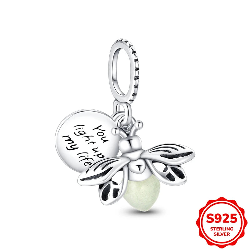 Glow-in-the-dark Fireflies Dangle Charm Bead Fits 3mm Bracelet Bangle Necklace For Women Pendant Luxury DIY Jewelry Making Gifts