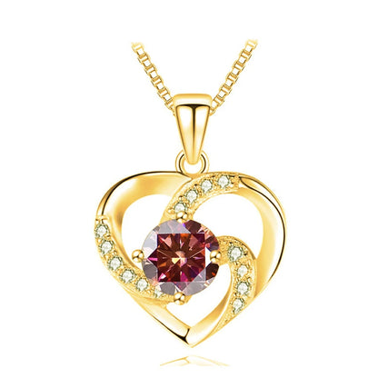 JoyceJelly 1CT Pass Tested Moissanite Heart Necklace for Women S925 Silver Gold Silver Color Diamond Pendant Birthday Party Gift