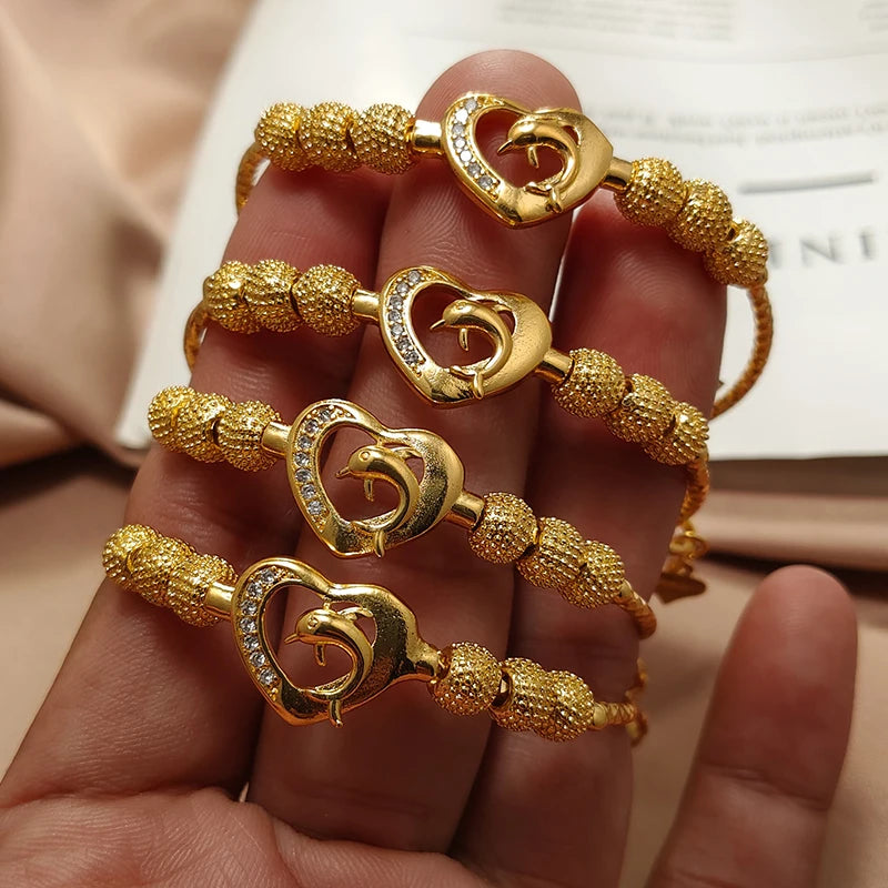 Gold Color Bangles For Women Girls Wedding Bracelet Bangles African Bridal  Jewelery Bijoux Femme wedding Bangles jewelry