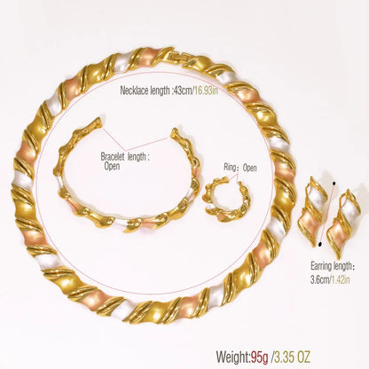 GZJPEI 2025 New Wedding Jewelry Set Luxury Dubai Women Jewelery Hight Quality Three Tone Stylish Party Accessories Gift For Love