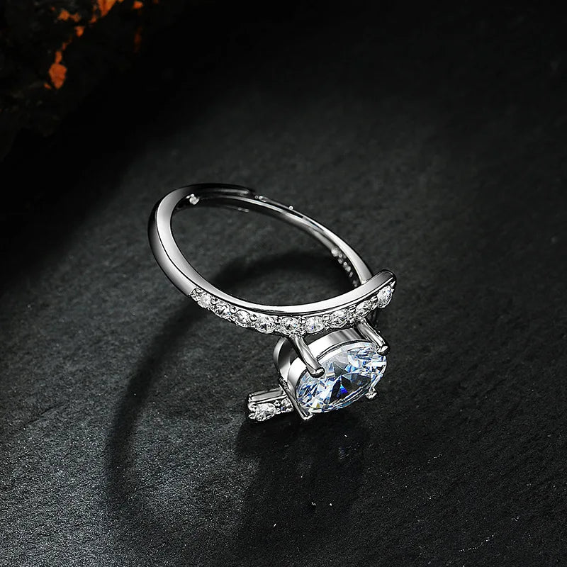 New 925 Sterling Silver Ring 1ct Moissanite Luxury for Women Wedding Jewelry Engagement Charm Party Fashion Top Quality Ring