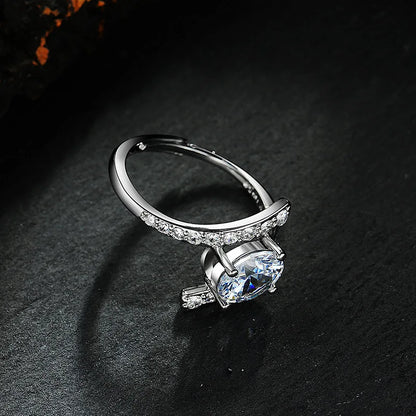 New 925 Sterling Silver Ring 1ct Moissanite Luxury for Women Wedding Jewelry Engagement Charm Party Fashion Top Quality Ring
